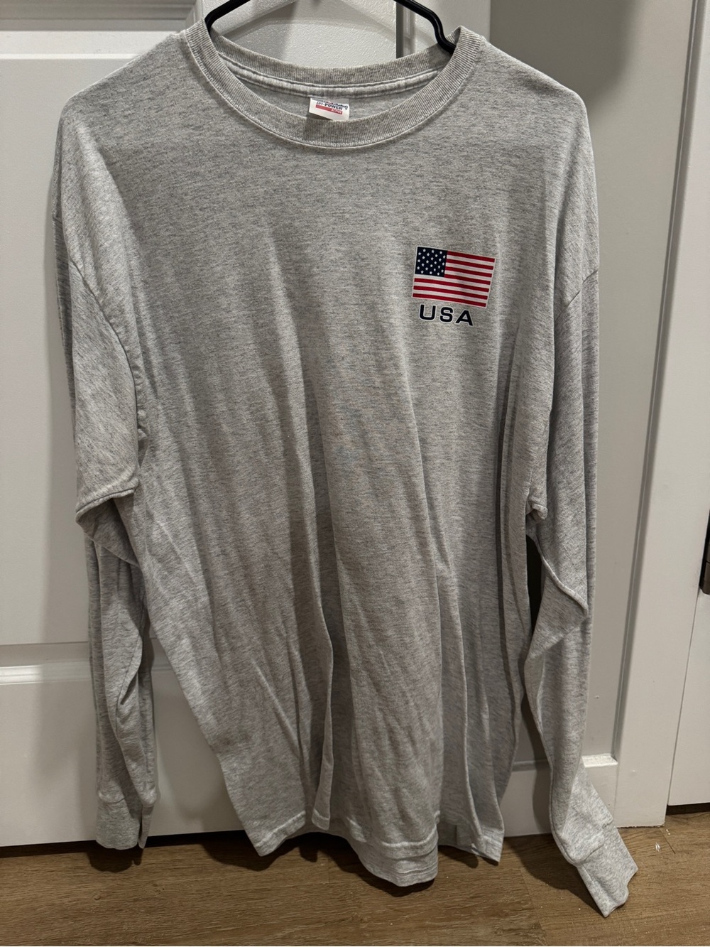 USA Flag Long Sleeve Tee - Gray XL lake George